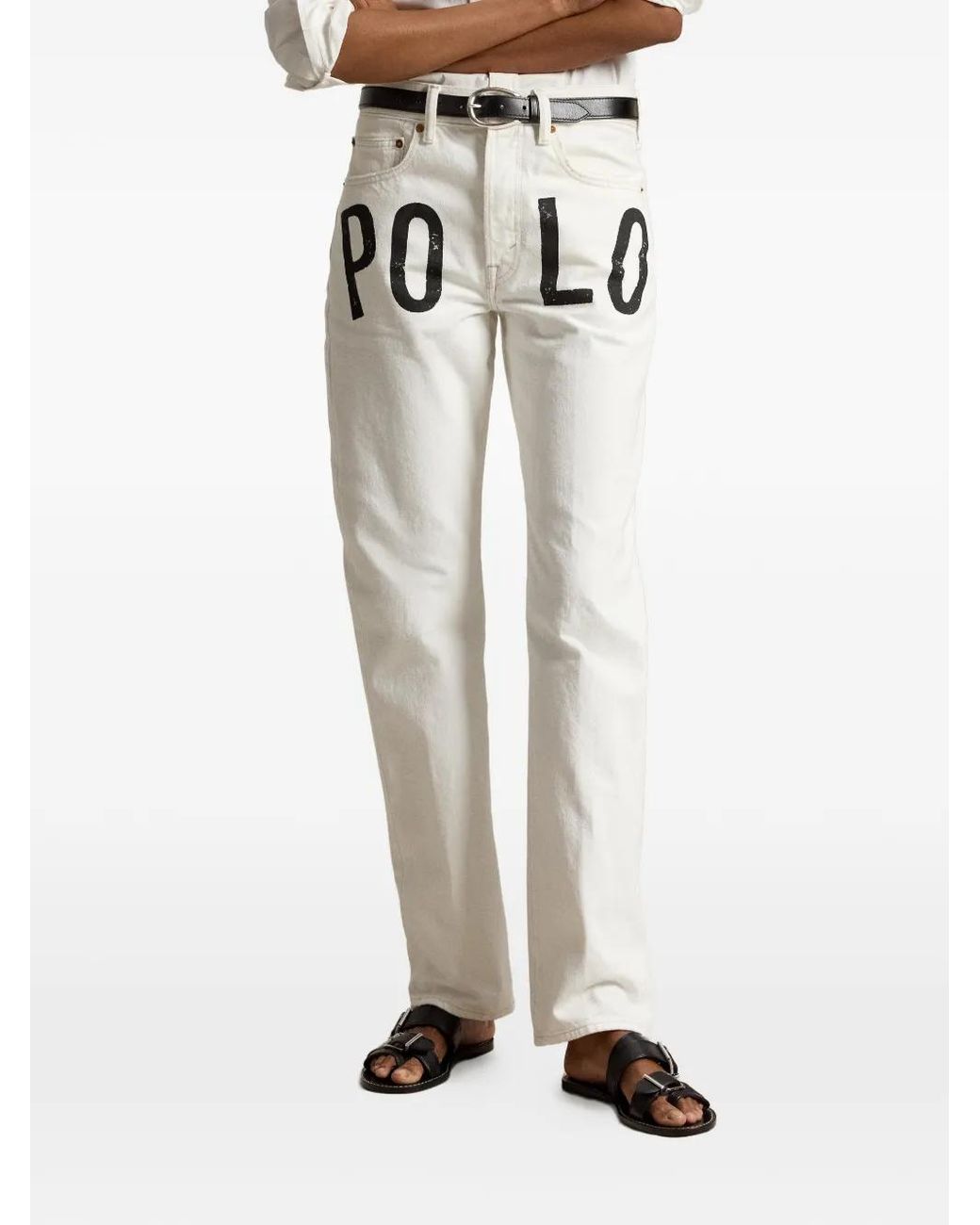 Polo Ralph Lauren White Straight Print Trousers