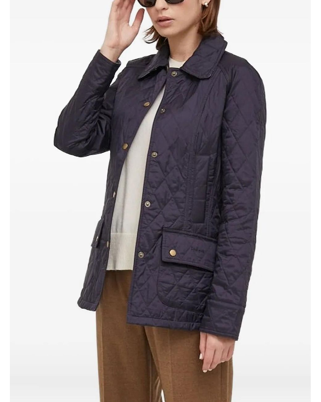 Barbour Quilted Diamond-Pattern Jacket in Blue | Lyst