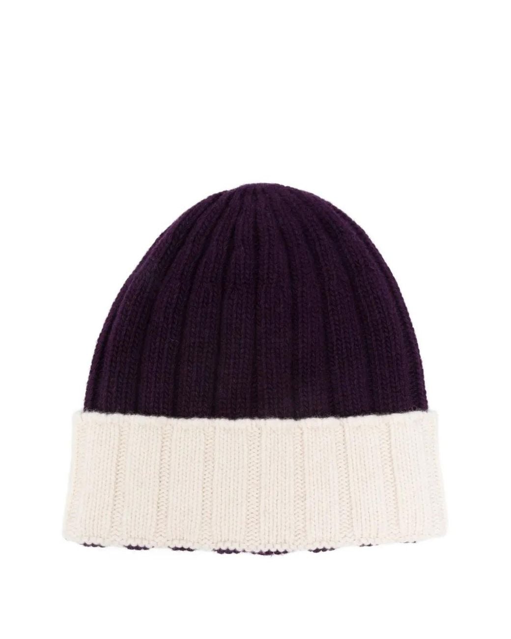 Daniele Fiesoli Blue Ribbed-Knit Beanie Hat for men