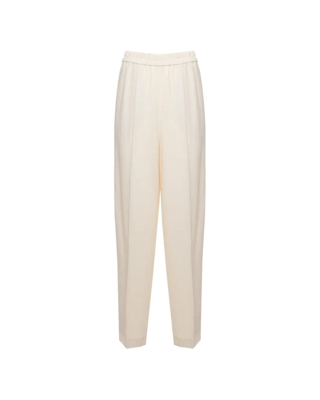 Fabiana Filippi White Beaded-Trim Elasticated-Waistband Trousers