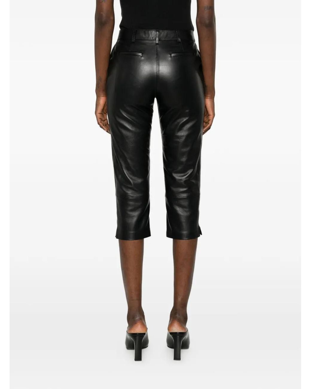 Frankie Shop Gray Lior Leather Capri Pants