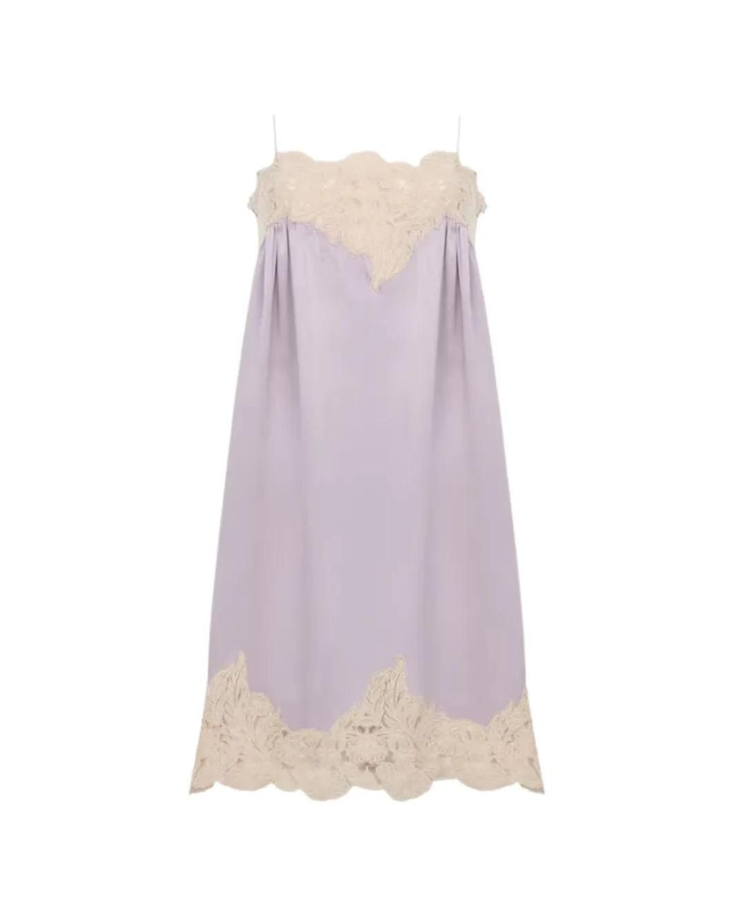 Chloé Purple Lace-Trim Slip Mini Dress