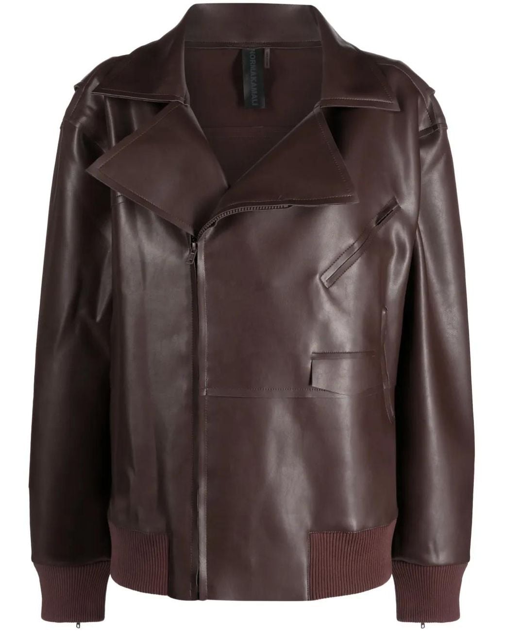 Norma Kamali Brown Oversized Faux Leather Jacket