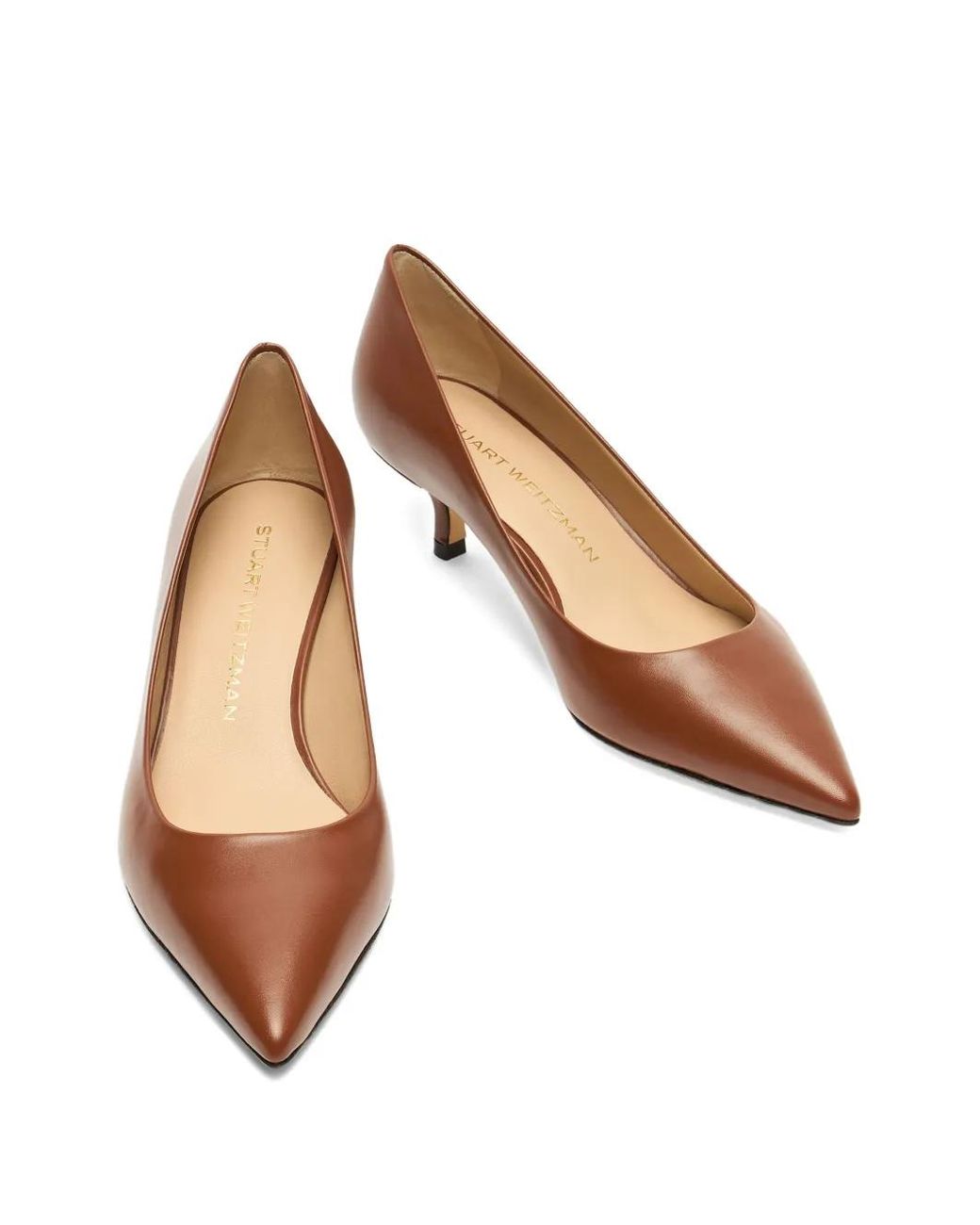 Stuart Weitzman Brown 50Mm Stuart Power Leather Pointed-Toe Pumps