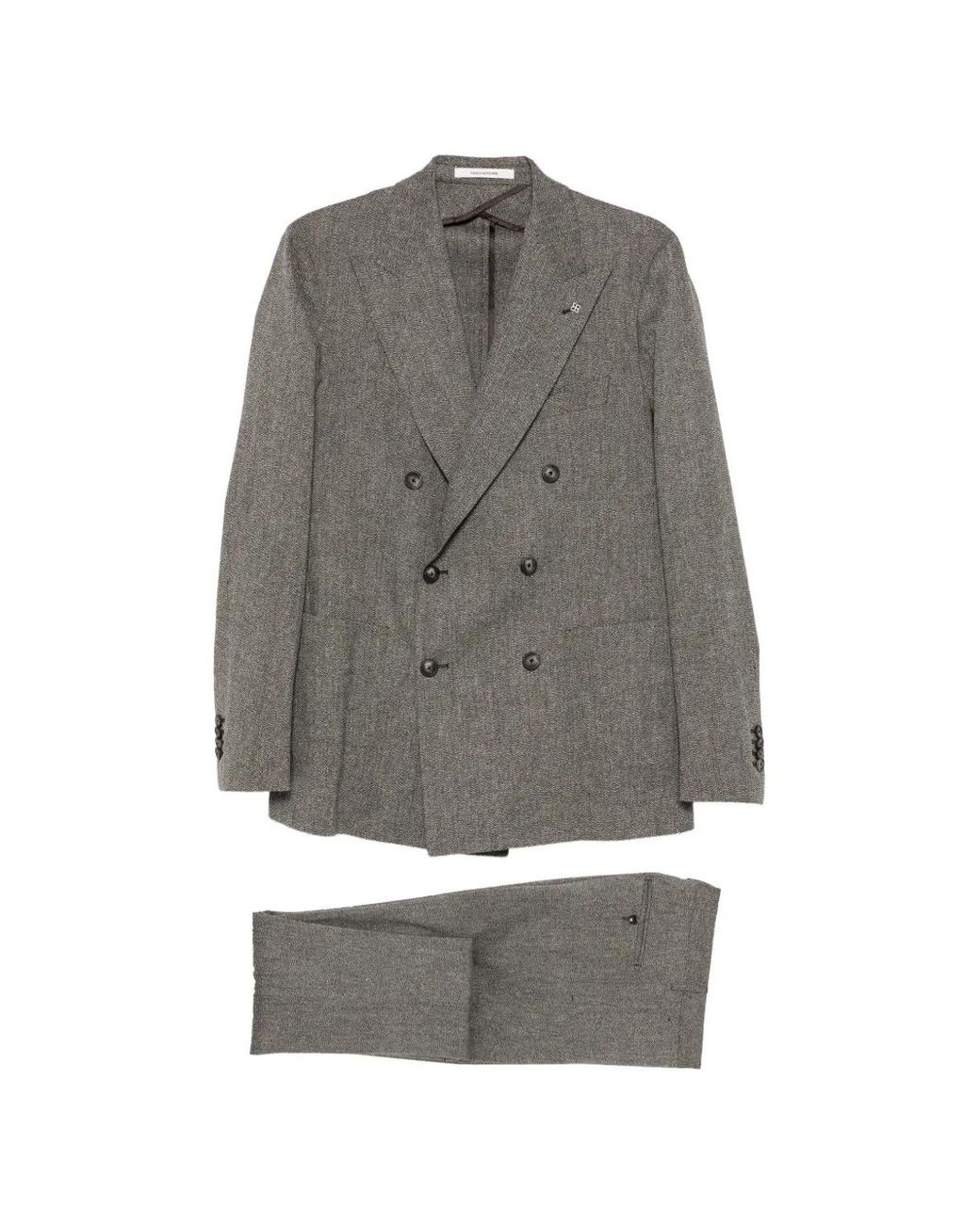 Tagliatore Gray Double-Breasted Peaked-Lapel Suit for men