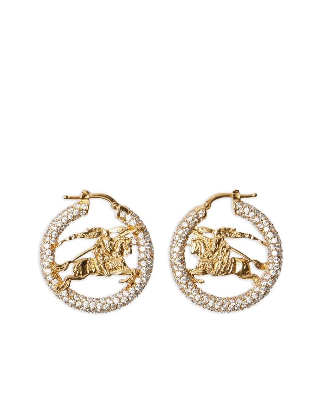 Burberry Metallic Knight Pavé Hoop Earrings