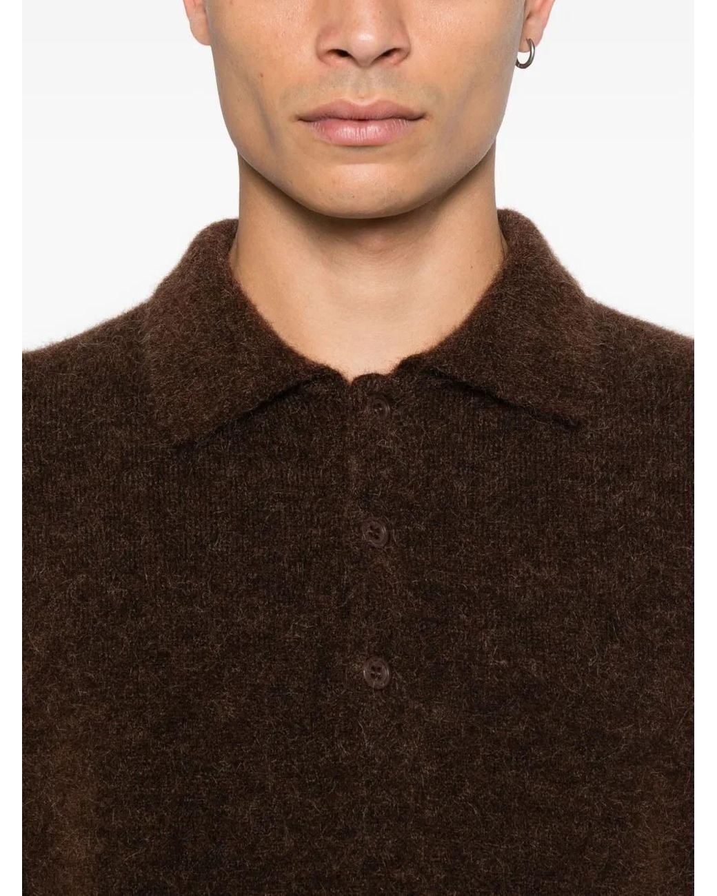 sunflower Brown Polo-Neck Buttoned Sweater for men