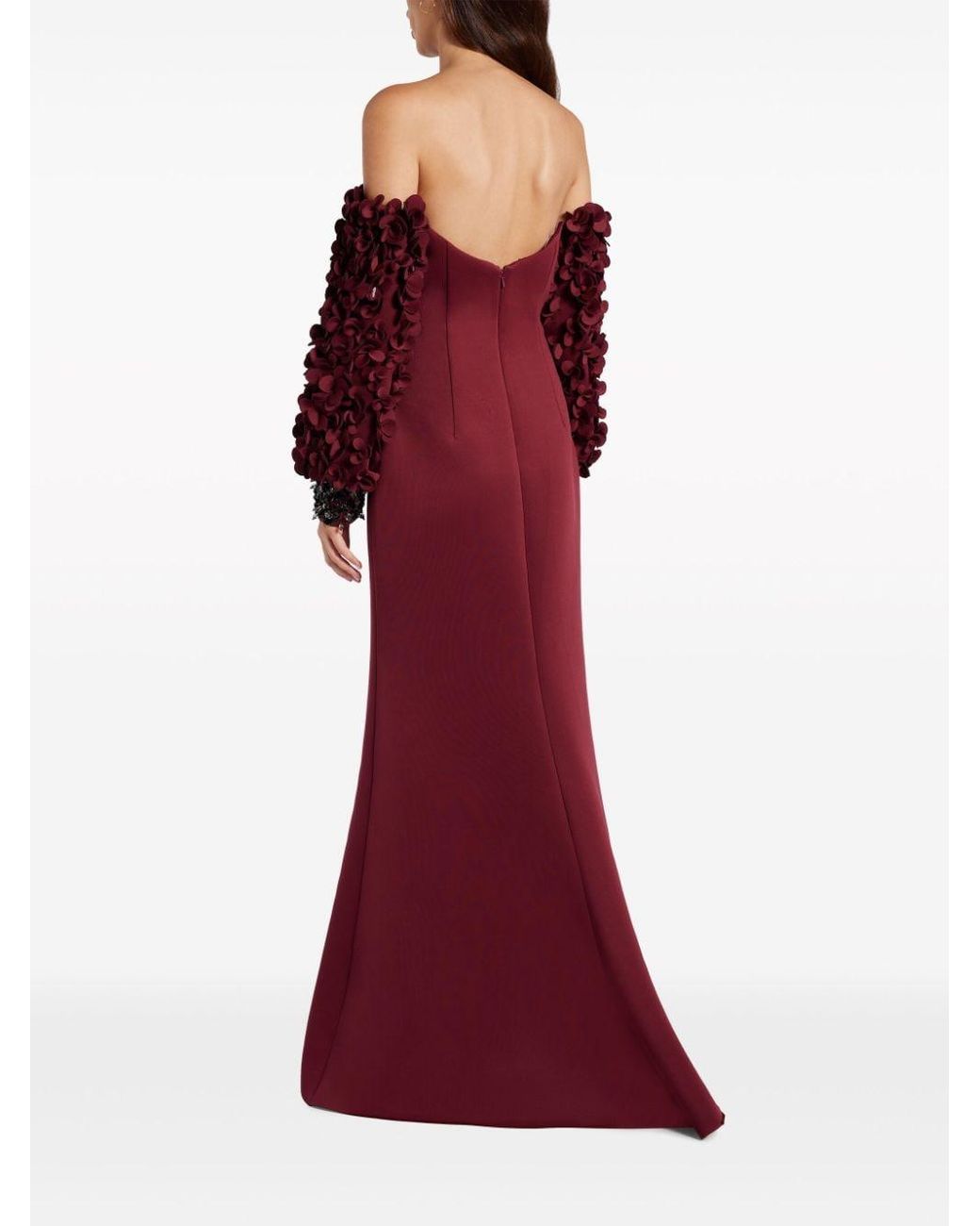 Badgley mischka red sales cold shoulder gown