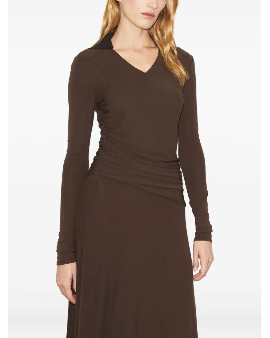 Tory Burch Brown Jersey Collared Dress