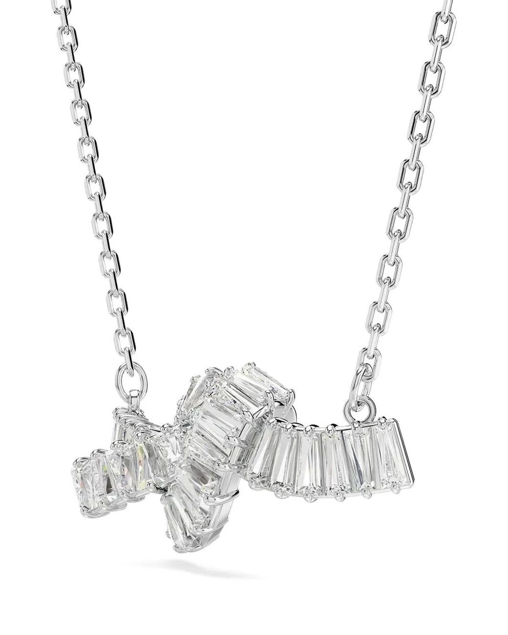 Swarovski White Matrix Baguette-Cut Knot Necklace