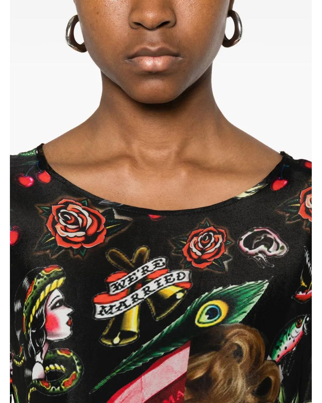 The Artistylist Black Old School Graphic-Print Blouse