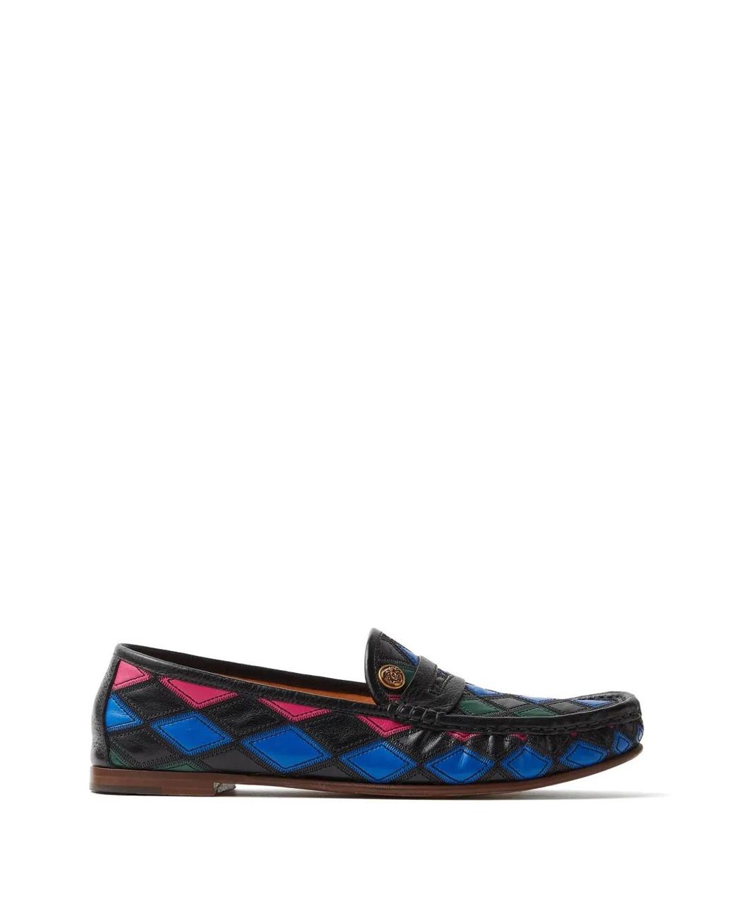 Versace Blue Guanto Leather Patchwork Loafers for men