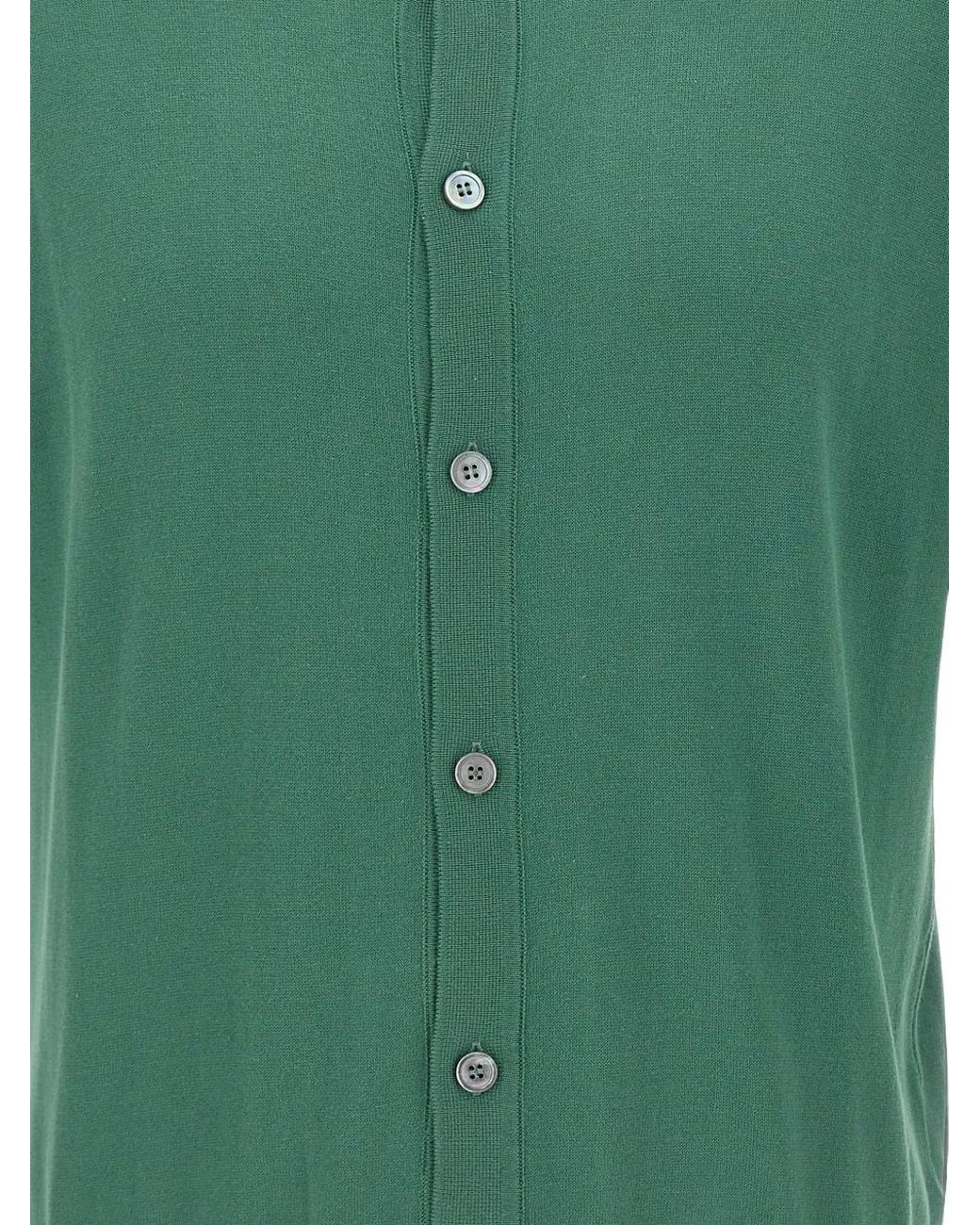 FILIPPO DE LAURENTIIS Green Short-Sleeve Cotton Shirt for men