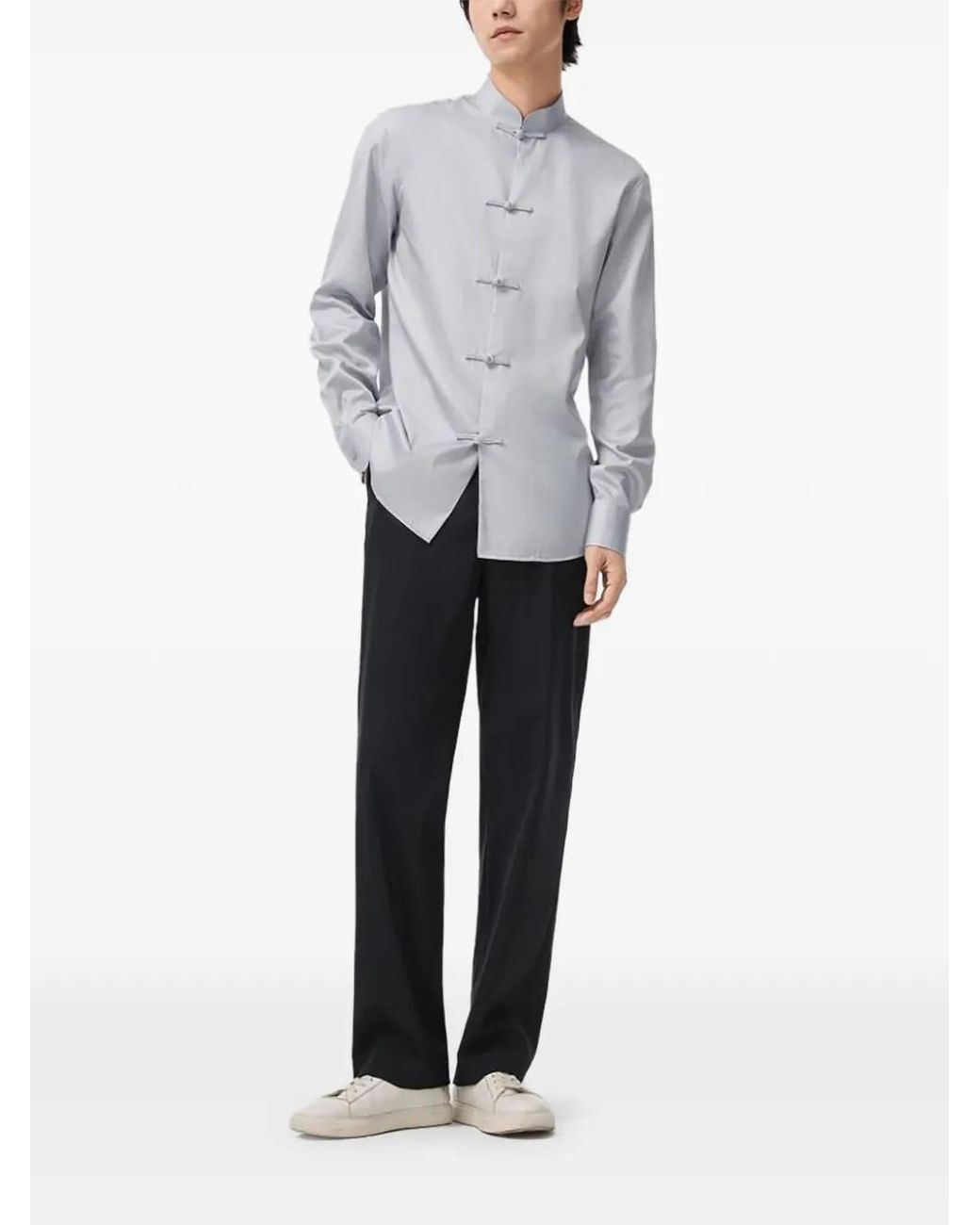 Shanghai Tang Knot-Button Shirt in Blue for Men | Lyst