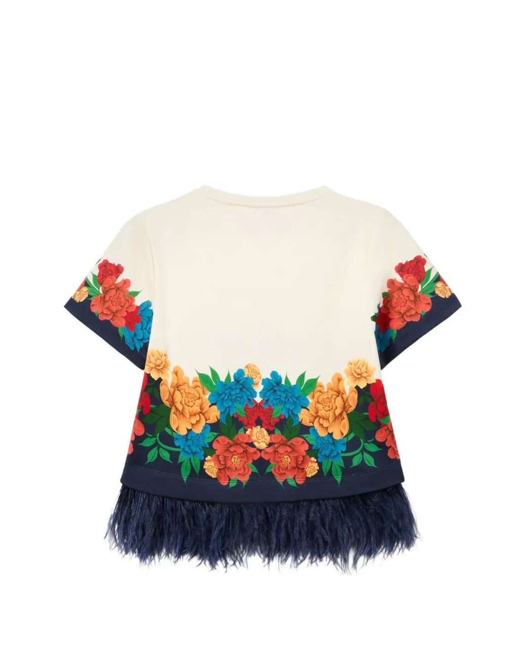 LaDoubleJ Blue Floral Feather T-Shirt