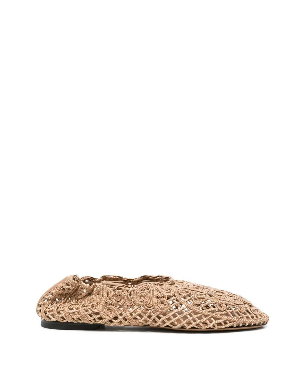 Odissi White Iris Crochet Ballet Flats