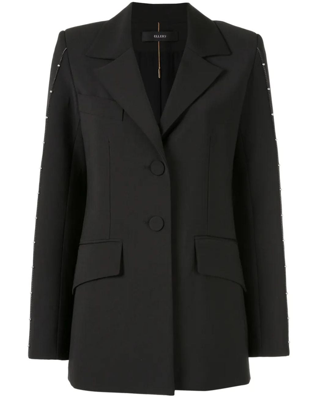 Ellery Black Stud-Embellished Single-Breasted Blazer