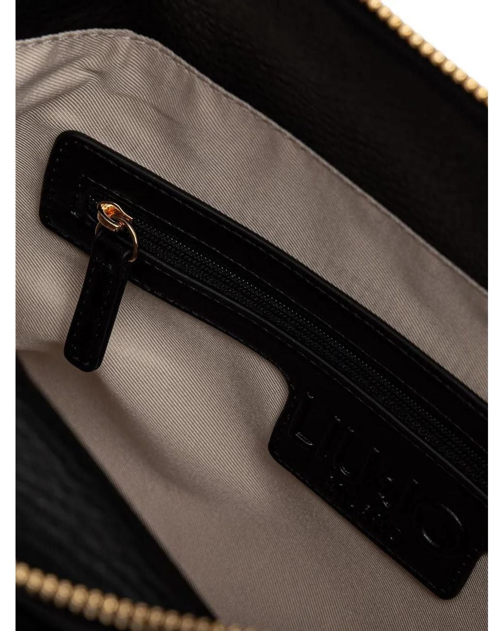 Liu Jo Black Logo-Plaque Pebbled Tote Bag