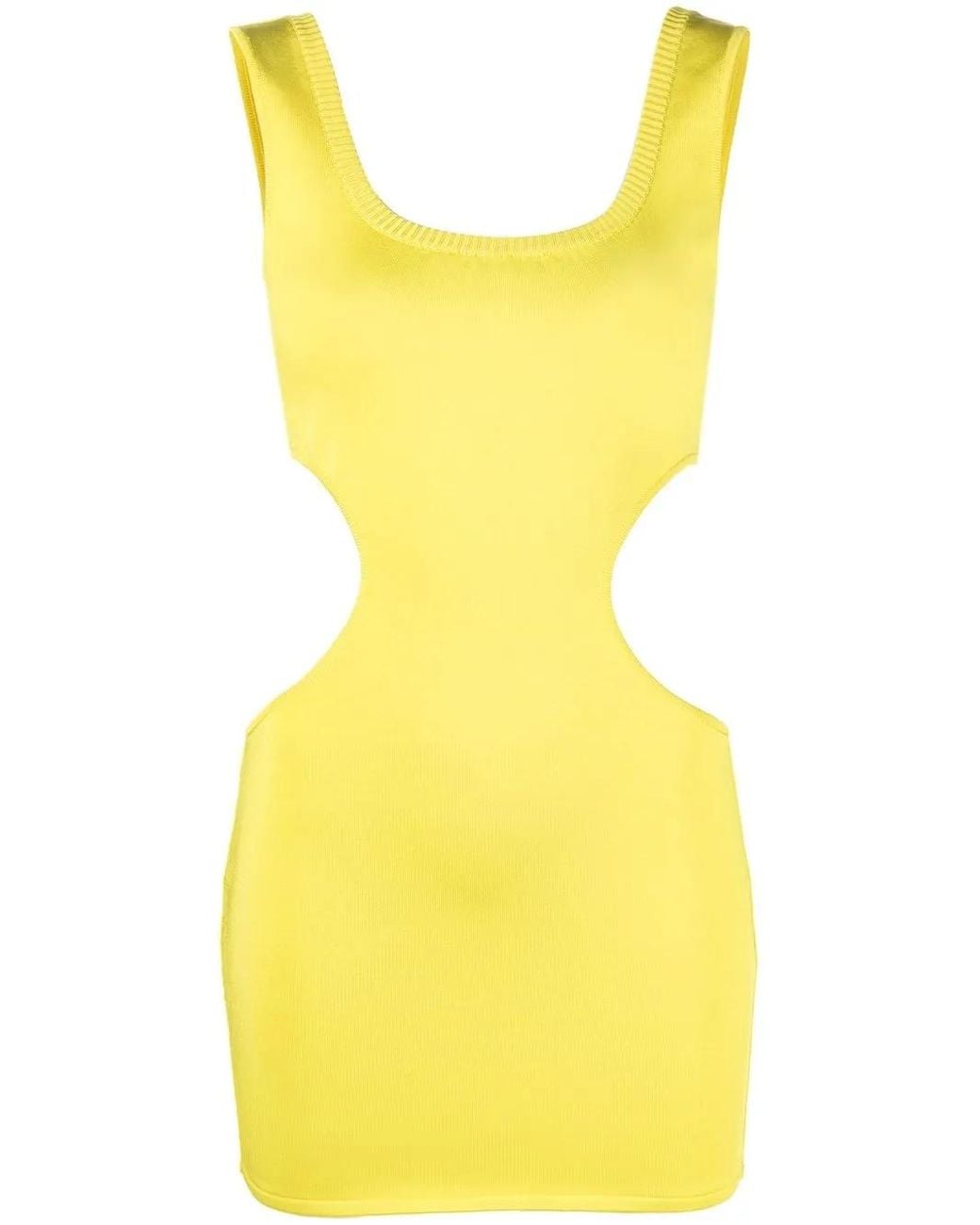 Roberto Cavalli Yellow Cut-out Detail Mini Dress