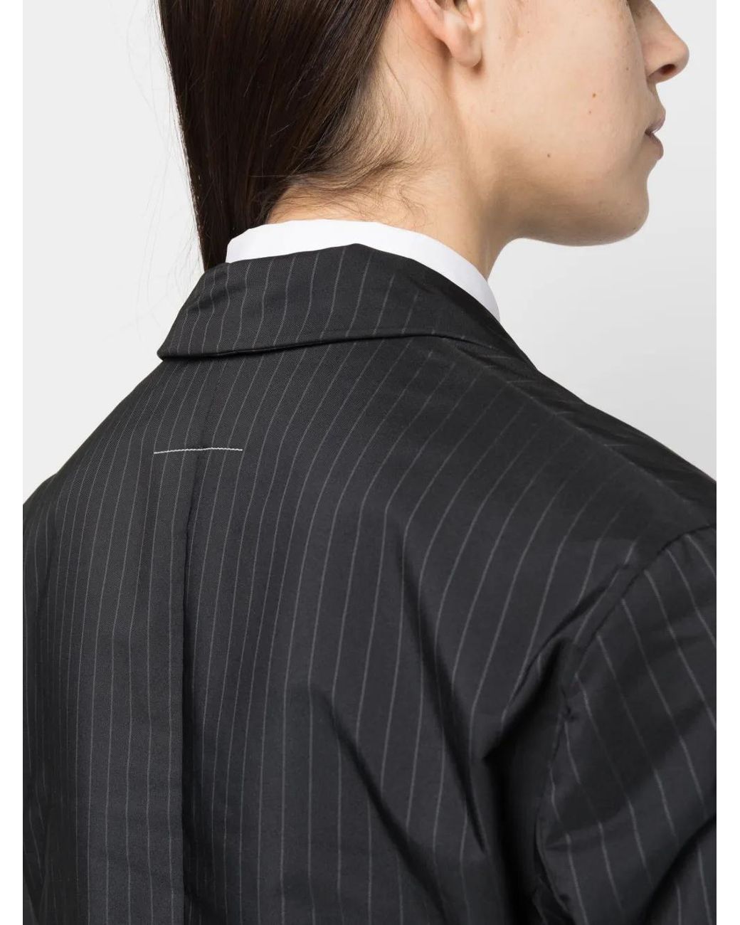 MM6 by Maison Margiela Black Pinstripe Padded Suit Jacket