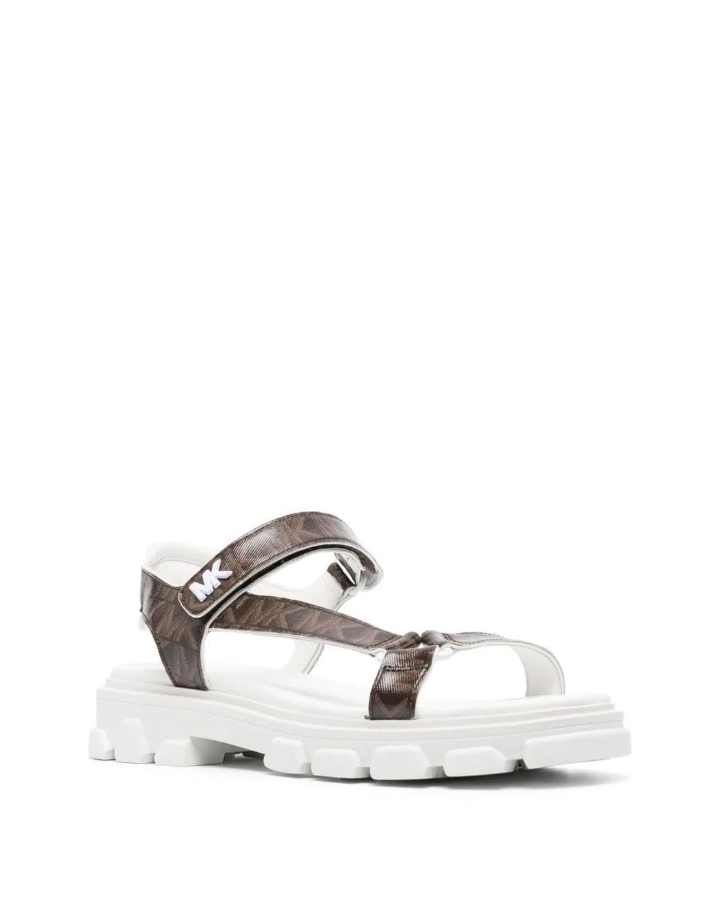 MICHAEL Michael Kors White Monogram-Print Leather Sandals