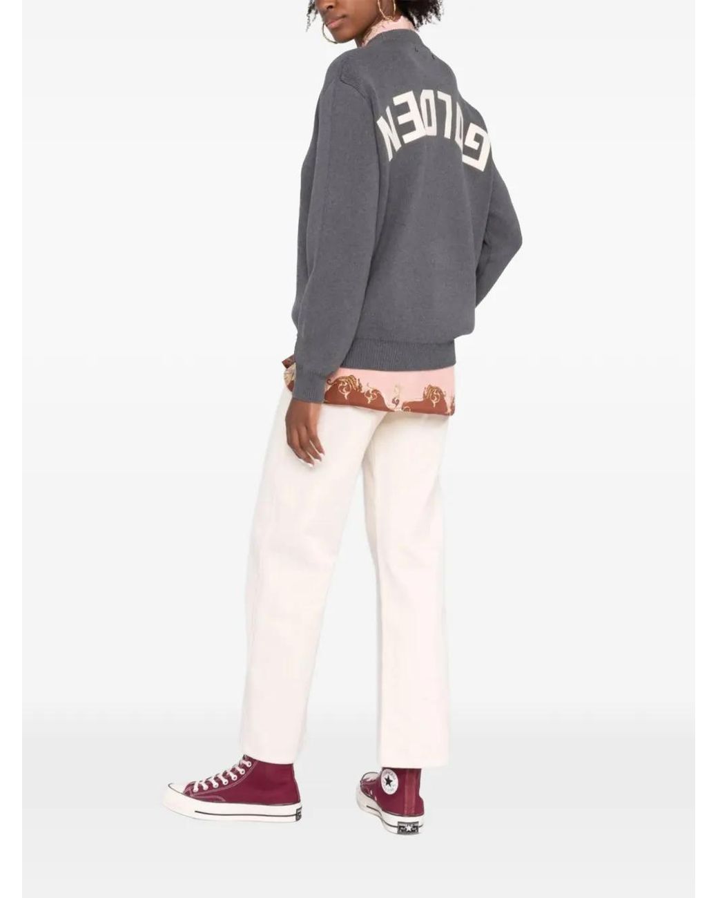 Golden Goose Deluxe Brand Gray Ribbed Crewneck Knit Sweater