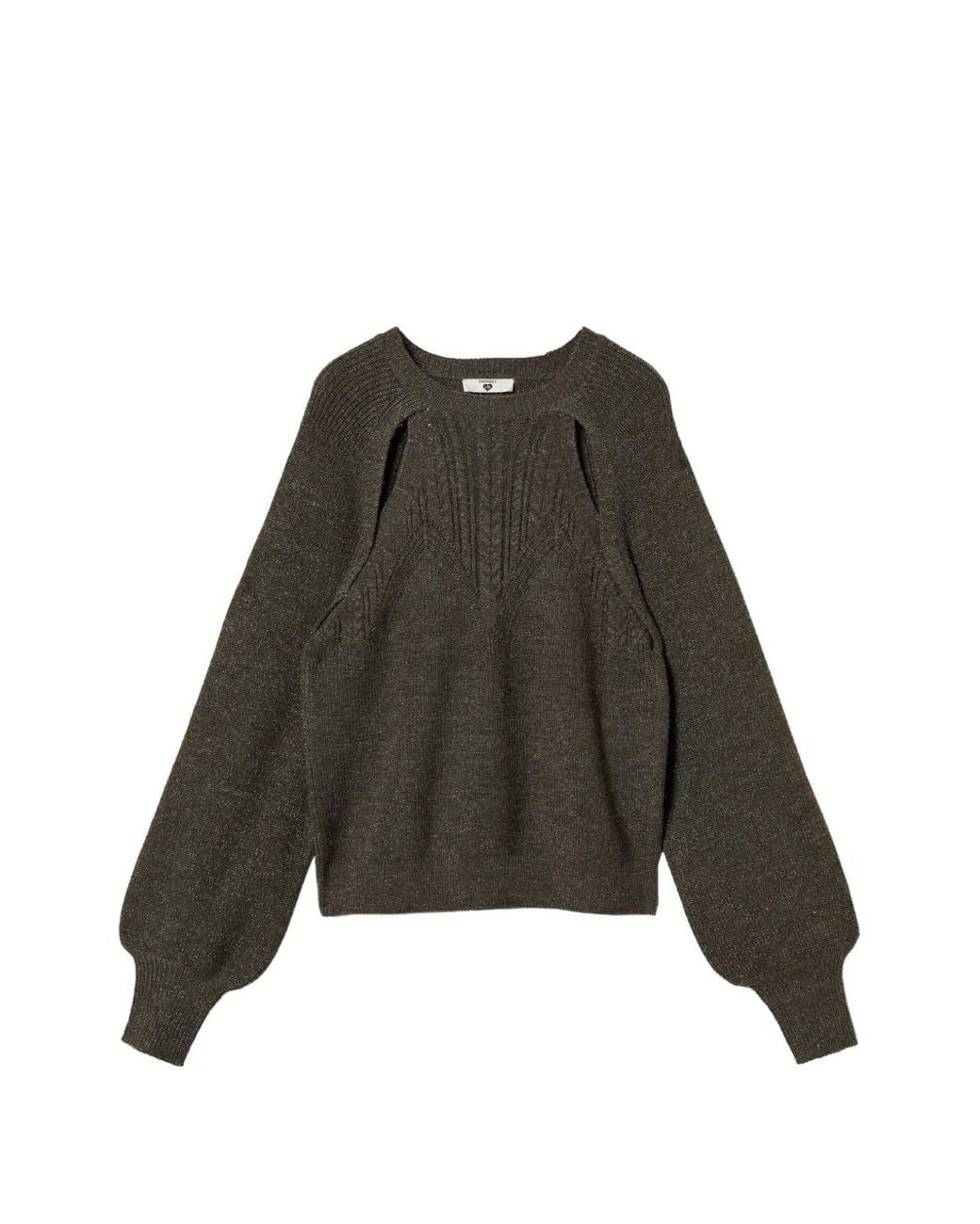 Twinset Green Cable-Knit Jumper With Cut-Outs