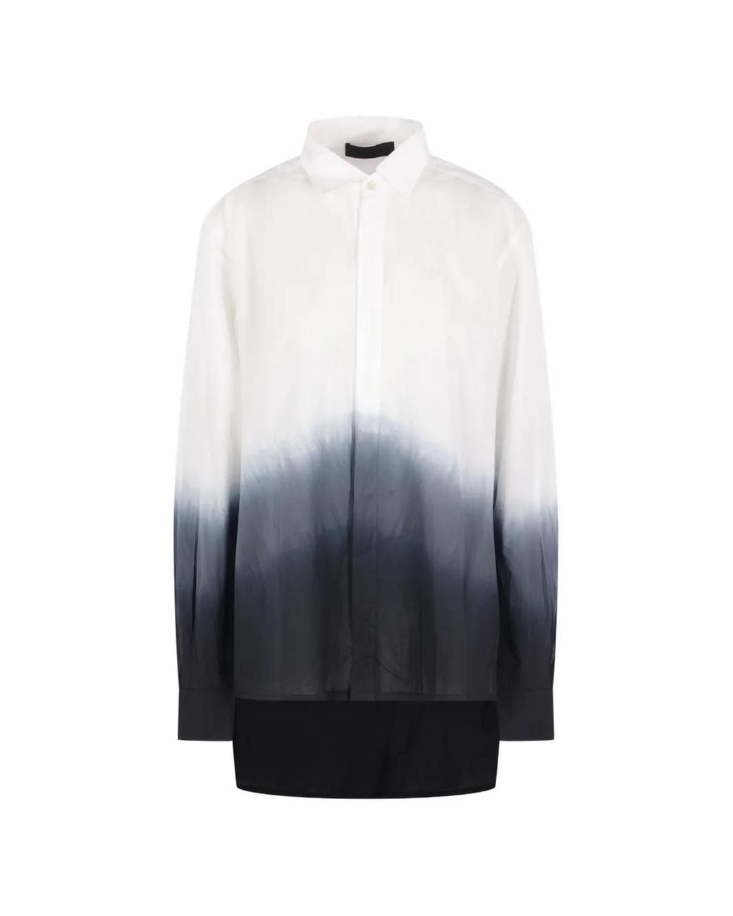 Maria Calderara Blue Ombré-Effect Cotton Shirt
