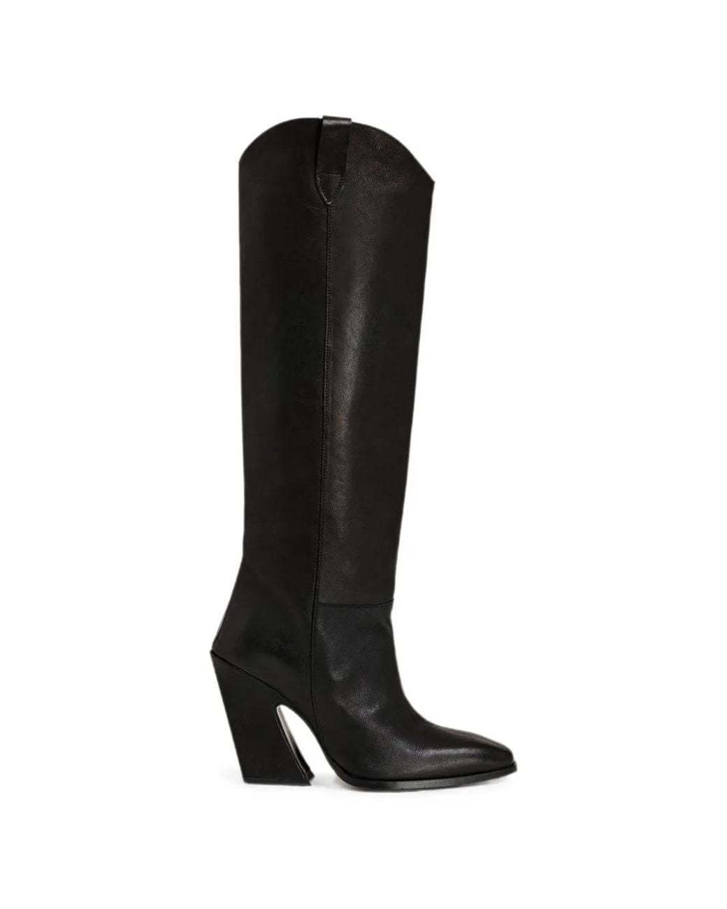 Essentiel Antwerp Black Sculptural-Heel Cowboy Boots