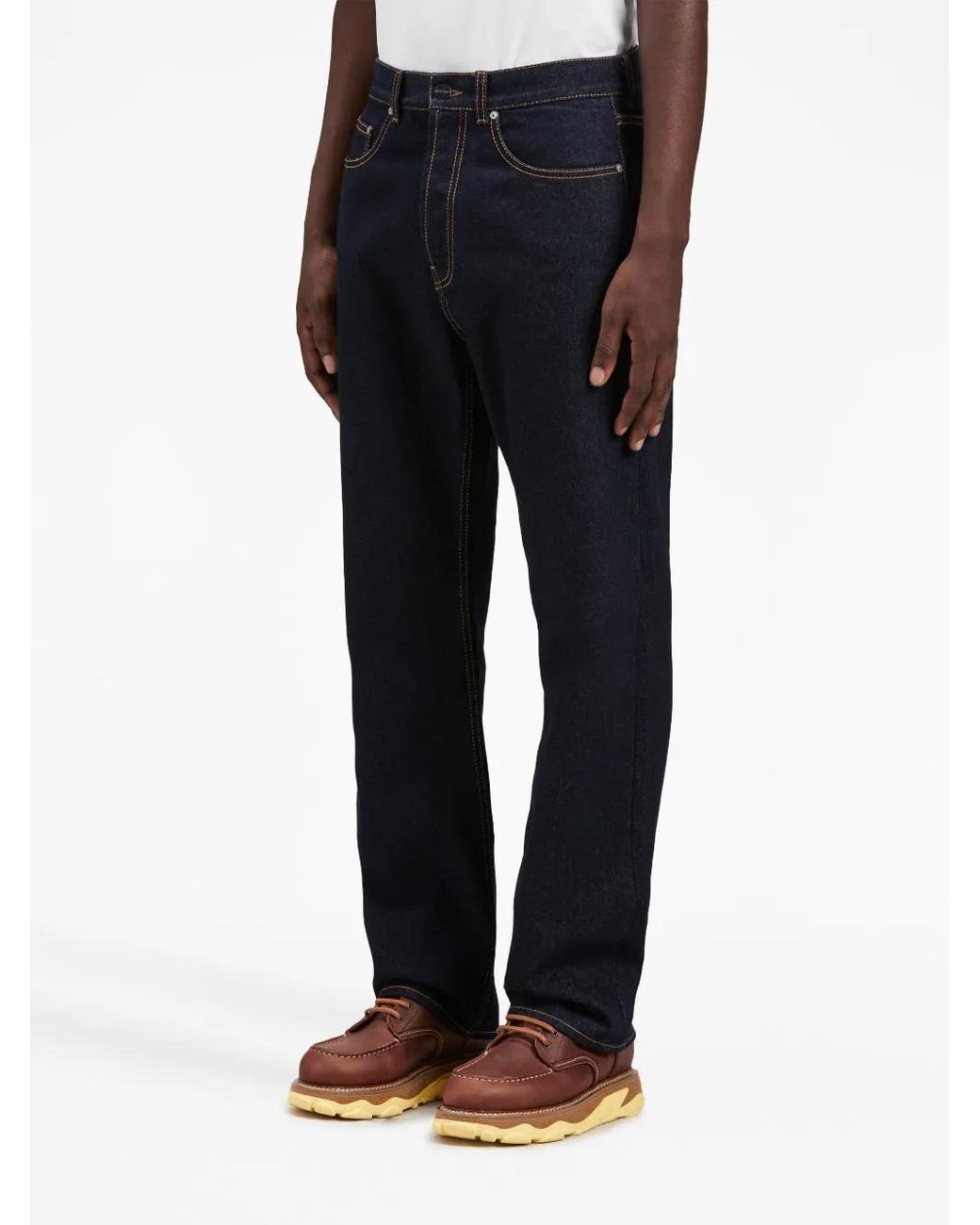 Palm Angels Blue Logo-embroidered Denim Jeans for men