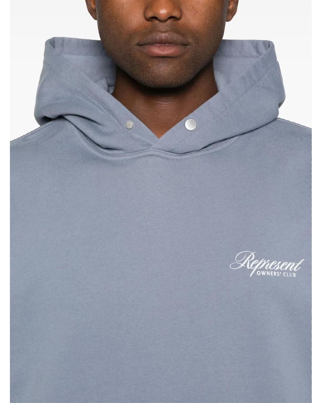 Represent Blue Cotton Hoodie for men