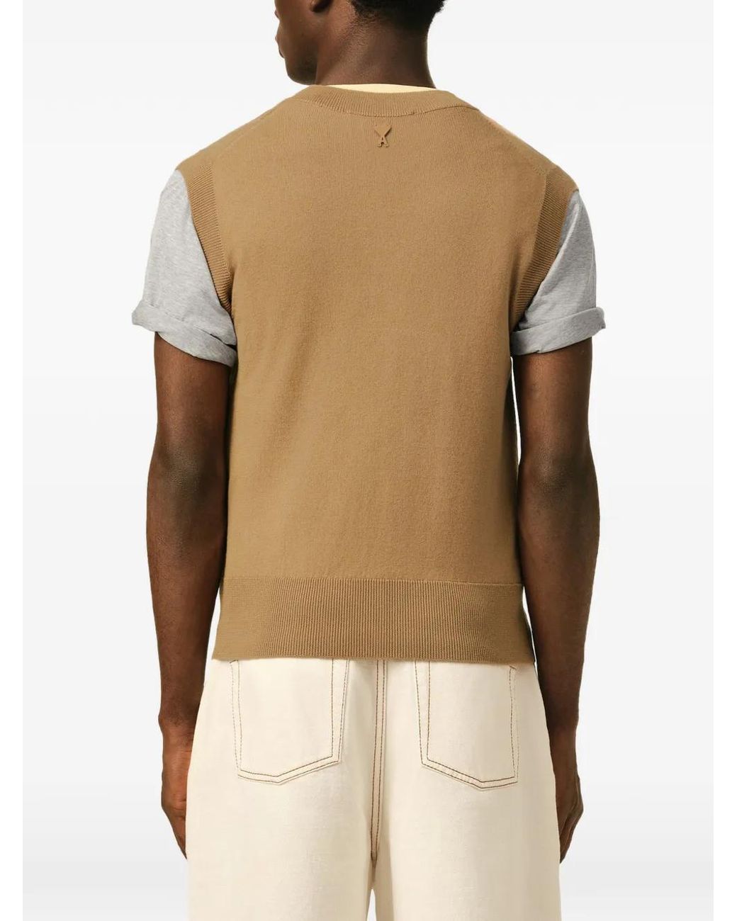 AMI Green Argyle Intarsia Sleeveless Sweater for men