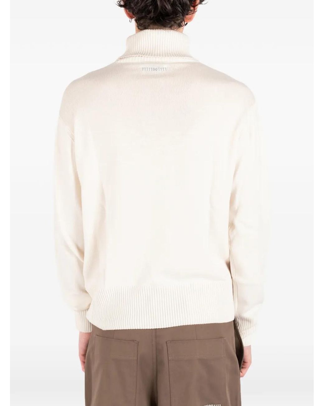Societe Anonyme White Charles Roll-Neck Logo-Patch Sweater for men