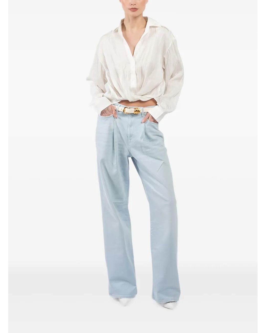 R13 Blue Pleated-Front Jeans