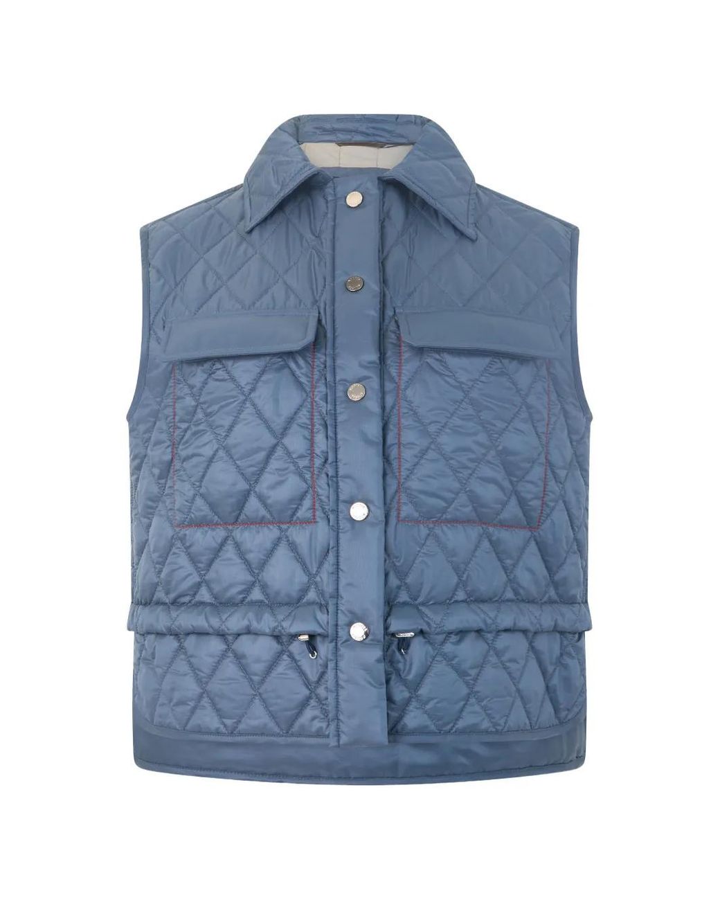 Moorer Blue Quilted Drawstring Gilet