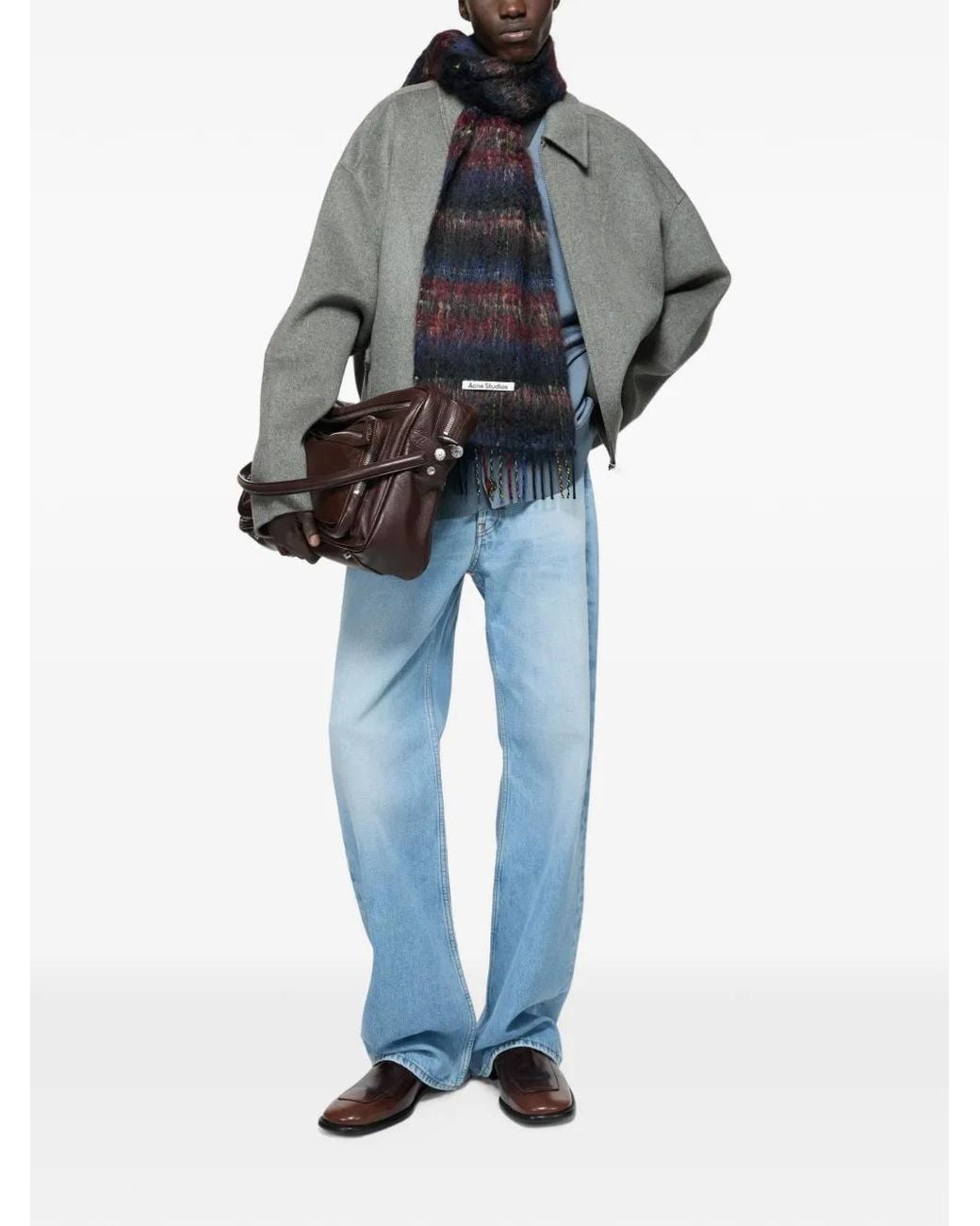 Acne Blue Fringed Mohair Scarf