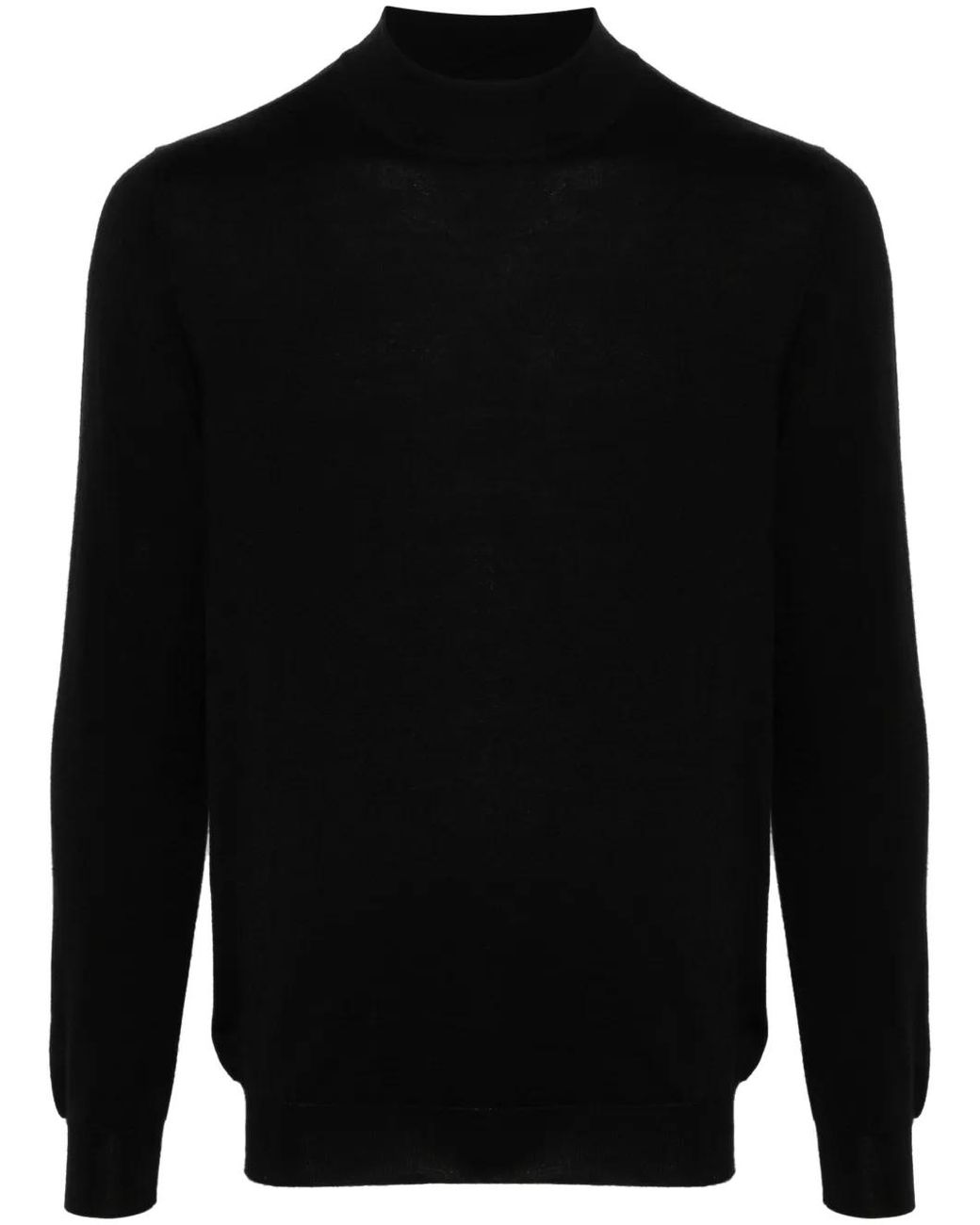 Kiton Black High-Neck Cashmere-Silk Jumper for men