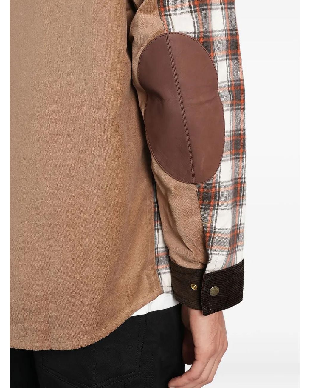 Junya Watanabe Natural Checked Corduroy-Paneled Overshirt for men