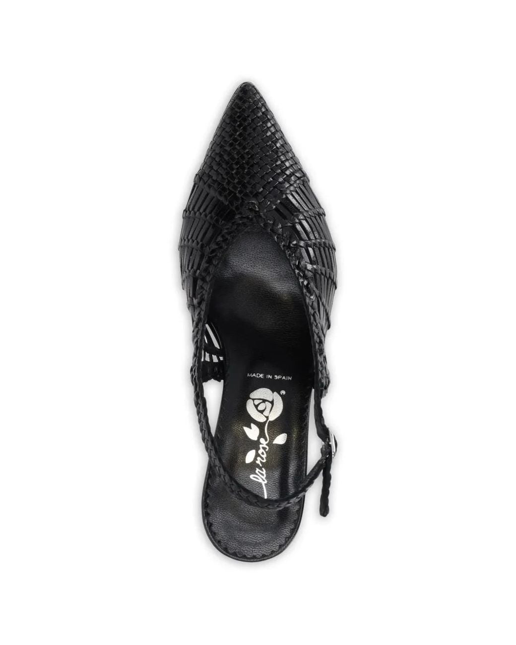 LA ROSE Black Woven Slingback Pumps