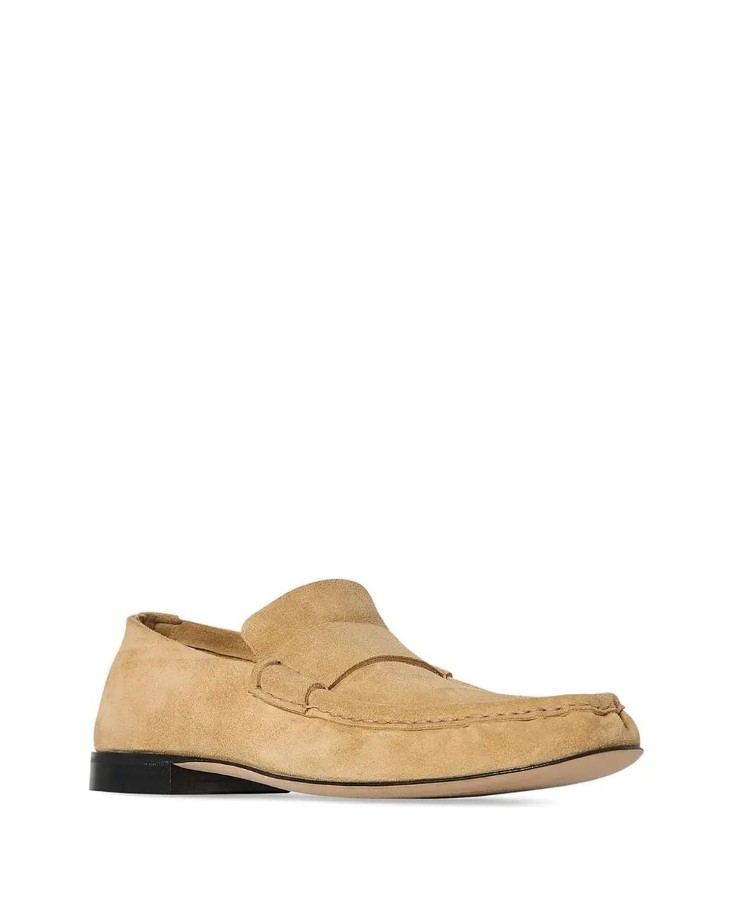The Row Natural Soft Moccasin In Suede