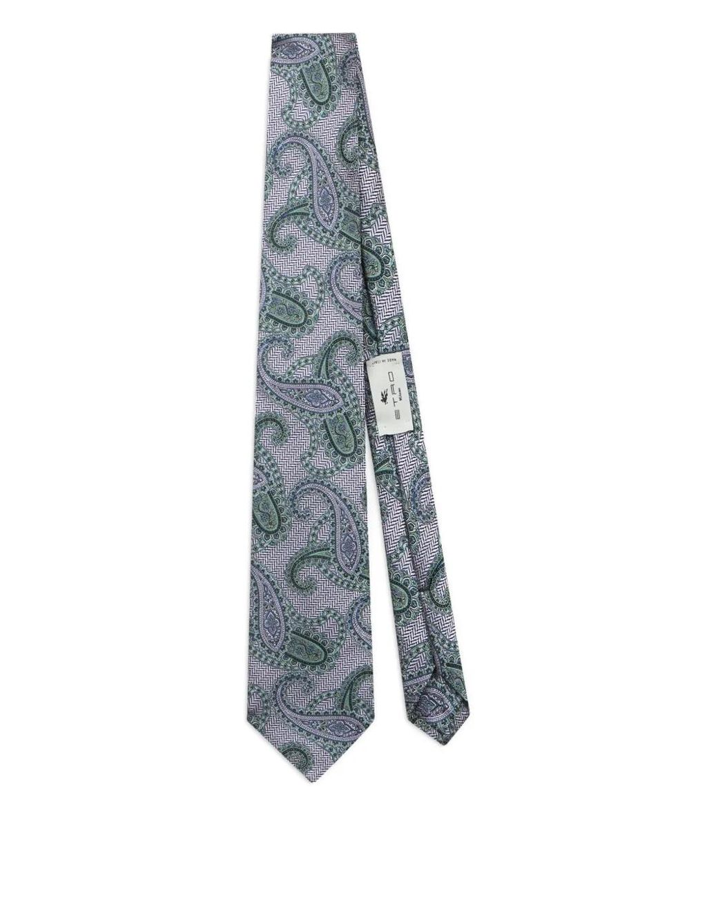 Etro Blue Paisley Silk Jacquard Tie for men