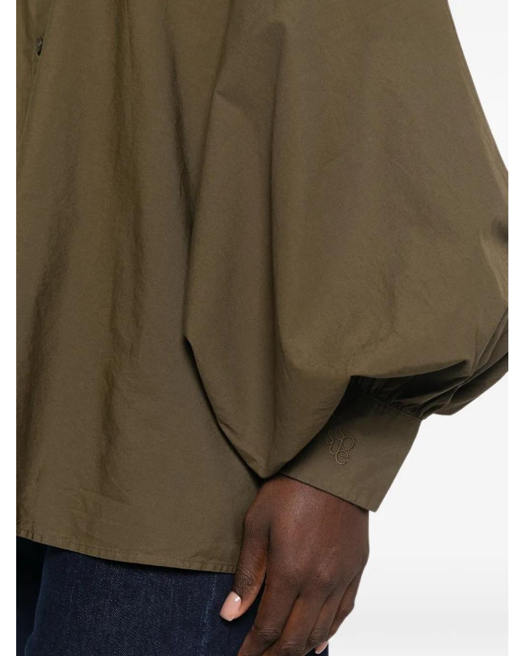 SOSUE Green Antonia Puff-Sleeves Shirt