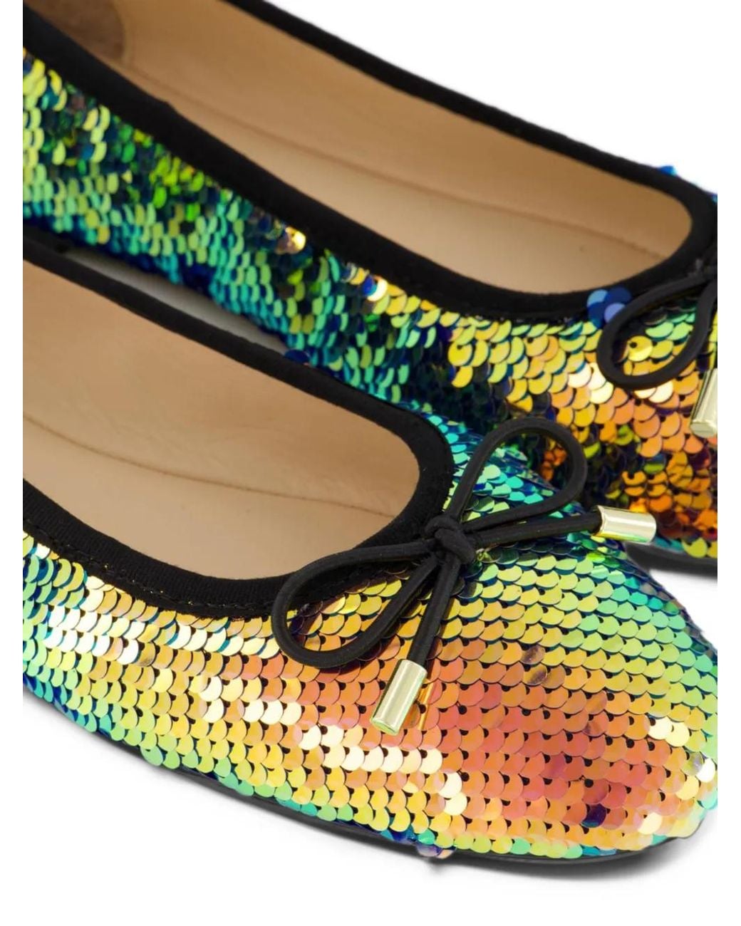 Inuovo Green Sequin-Embellished Ballet Flats