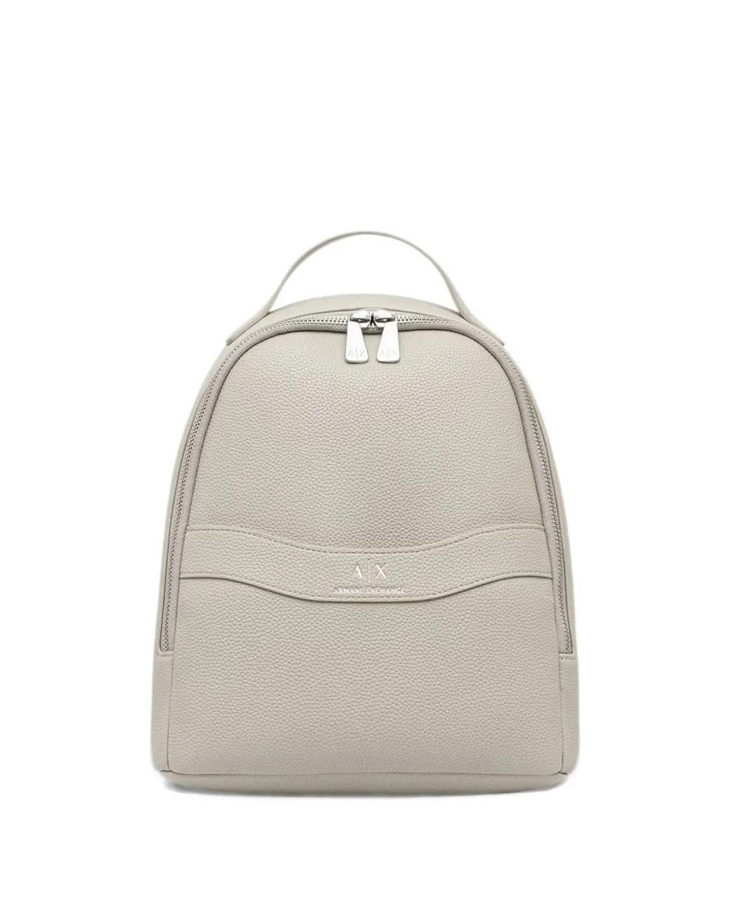 Pebbeld ARMANI EXCHANGE Logo-Print Pebbled Backpack in White | Lyst