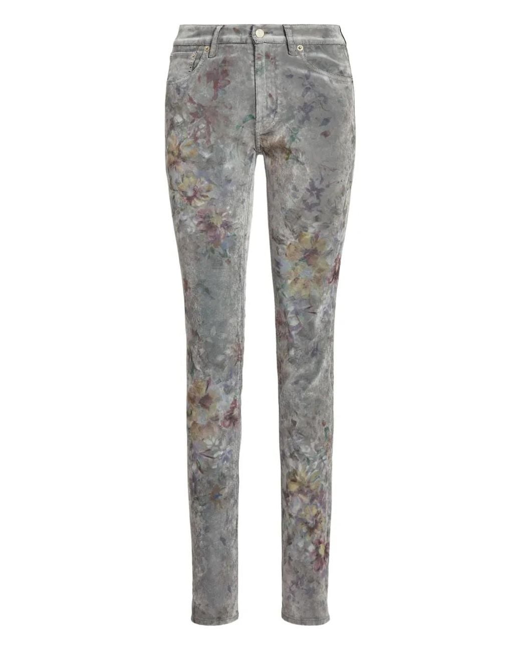 Ralph Lauren Gray Floral-Print Jeans