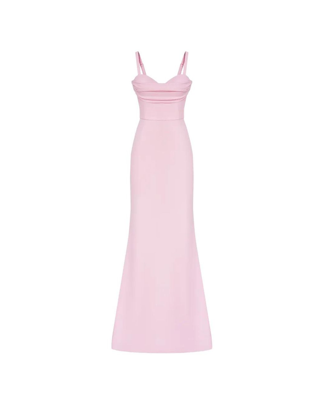 POST MERIDIEM Pink Gathered-Bodice Maxi Dress