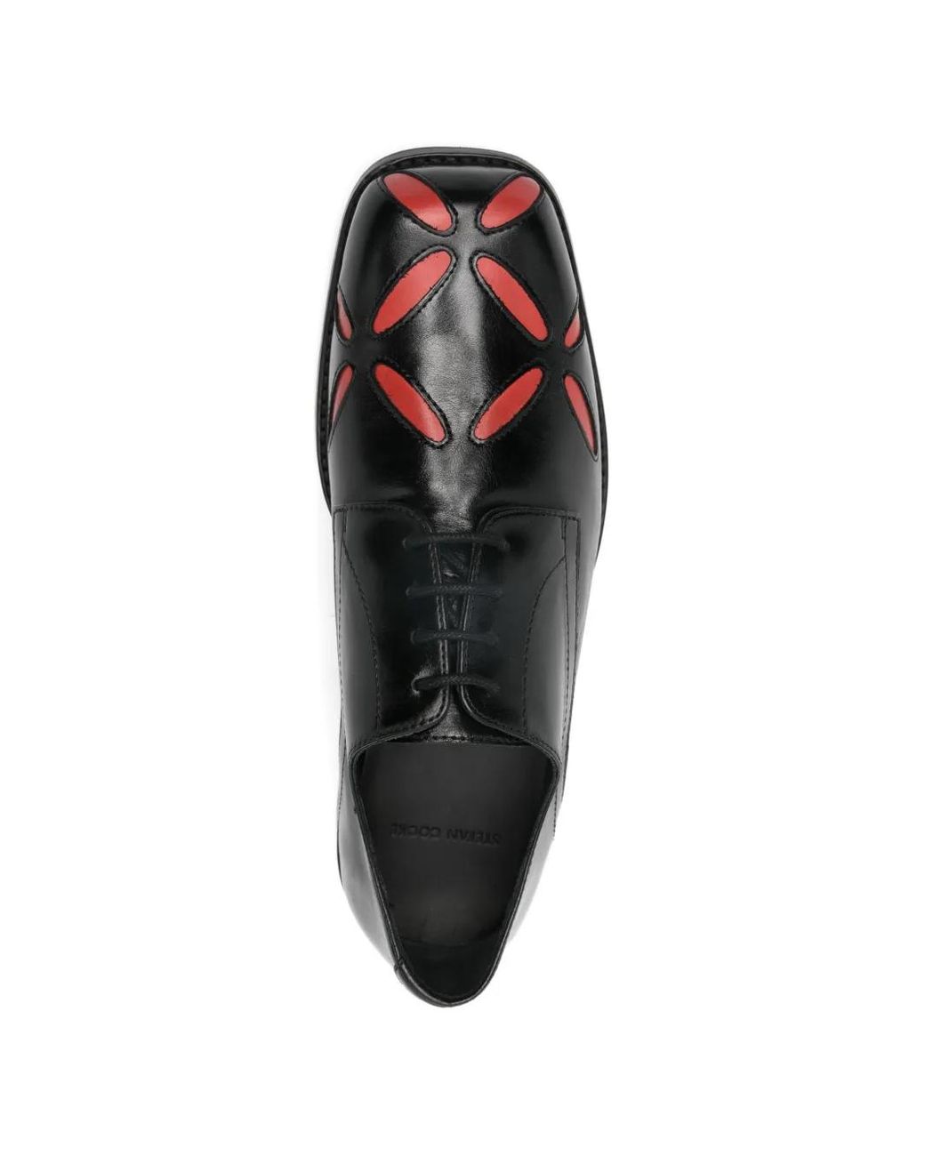 STEFAN COOKE Black Slashed Square-Toe Leather Derby Shoes for men