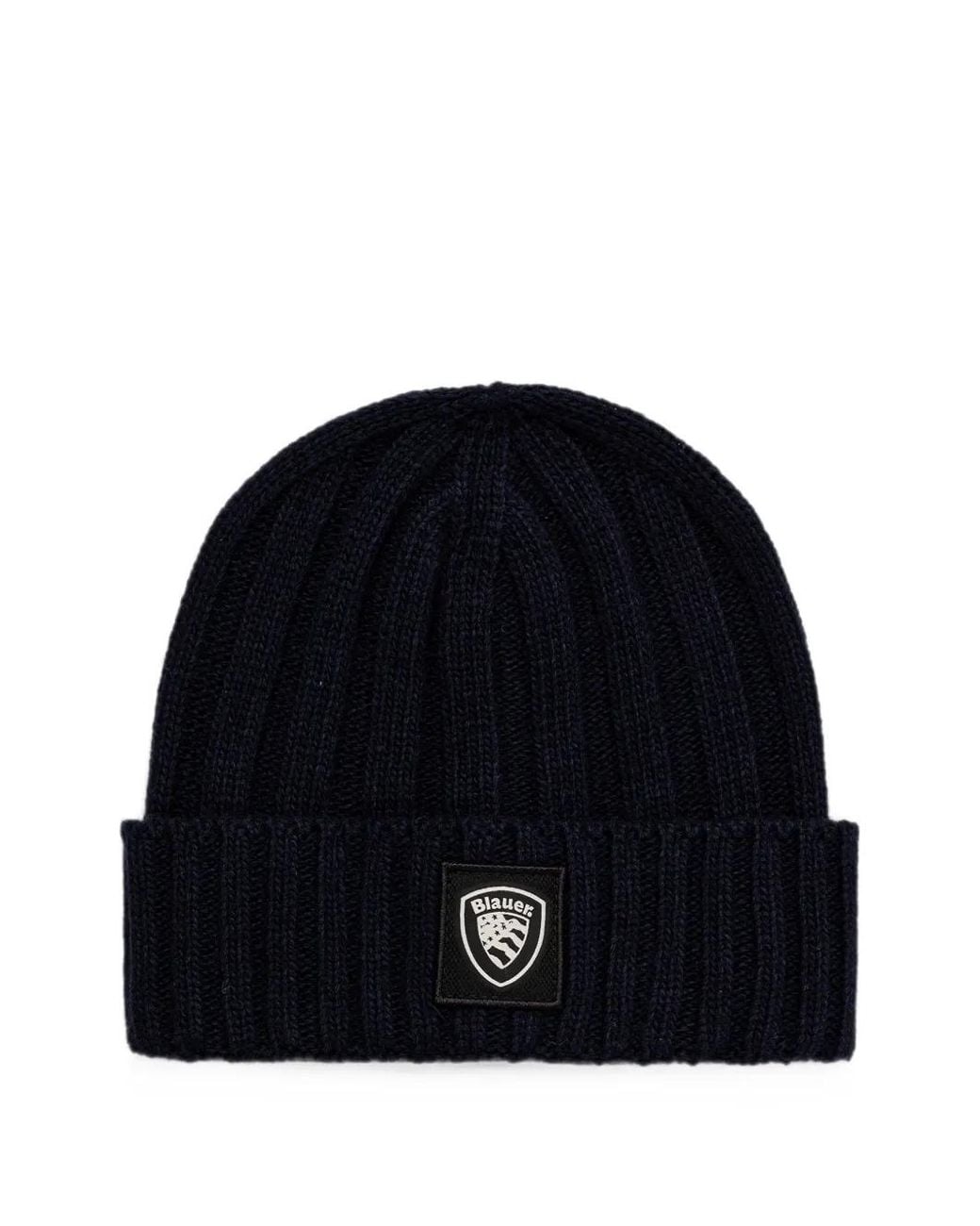 Blauer Black Logo-Patch Beanie Hat for men