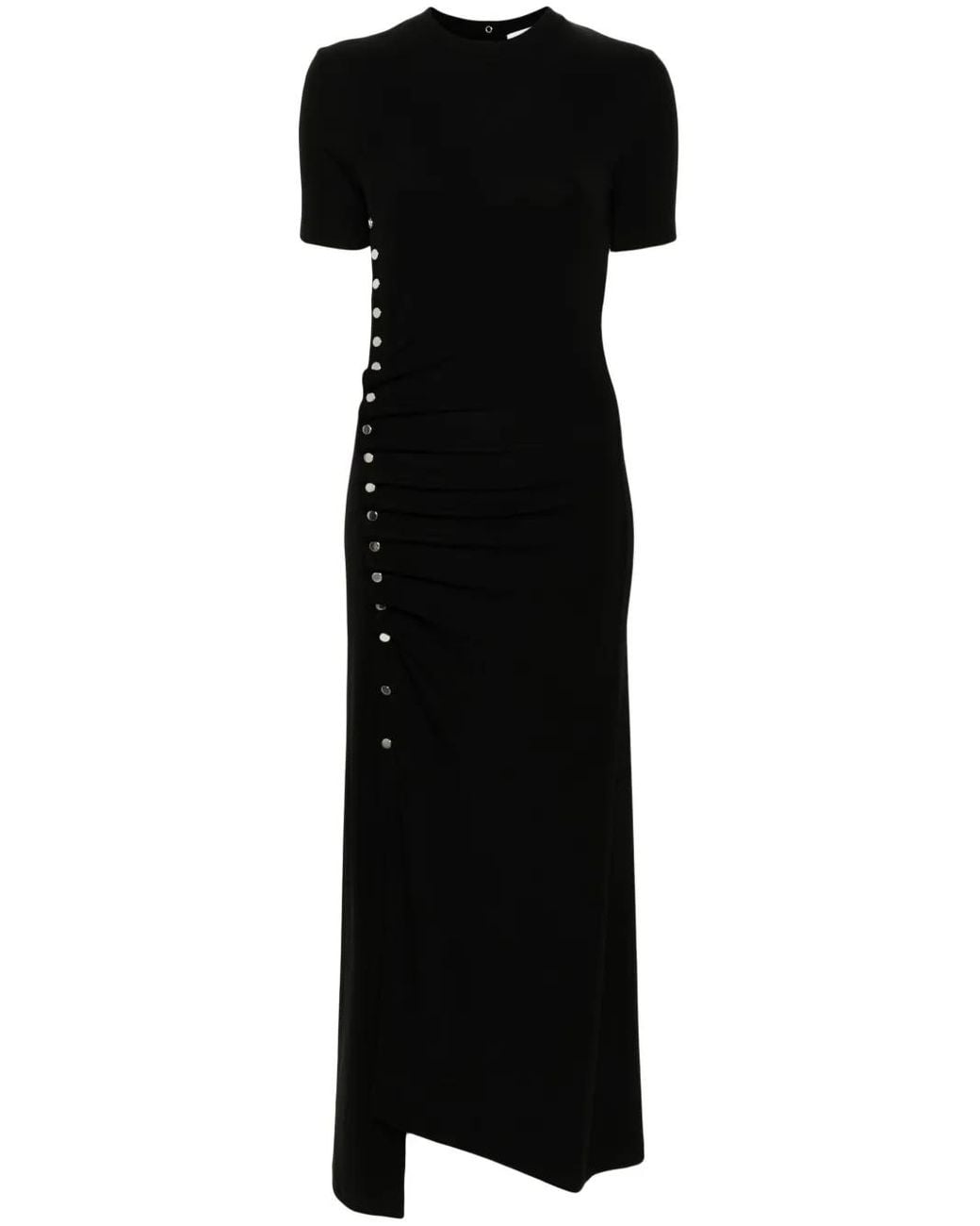 Rabanne Gedrapeerde Asymmetrische Maxi-Jurk in het Black