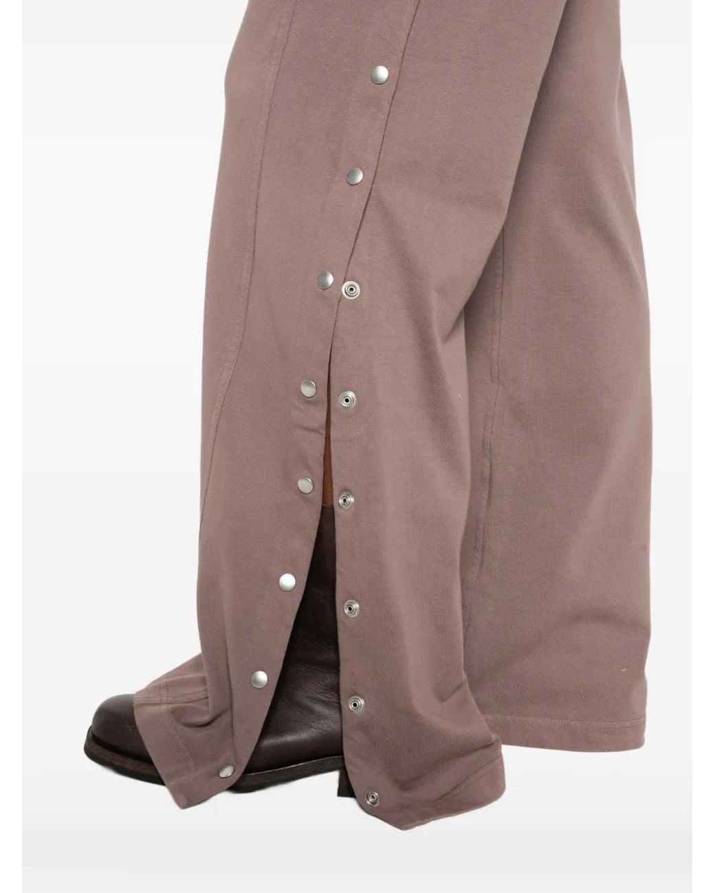 Rick Owens Brown Snap-Button Drawstring Track Pants